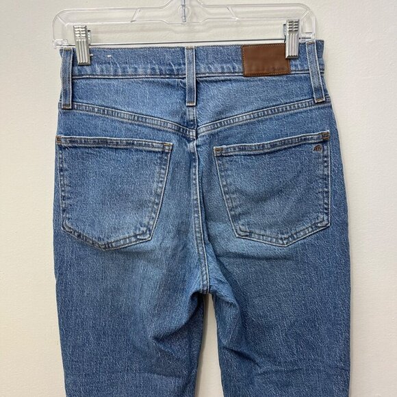 Madewell Womens High-Rise Distressed Hem Straight Leg Jeans Size 27 Cotton Denim - Picture 3 of 10